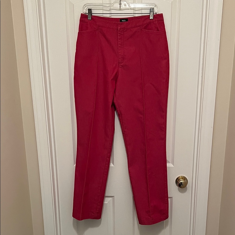 Elegant Red Women's Straight Leg Pants
